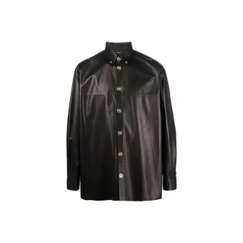 VERSACE Leather Jackets Men Black