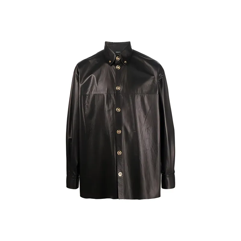 VERSACE Leather Jackets Men Black-0