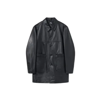Stussy Leather Jackets Men Black