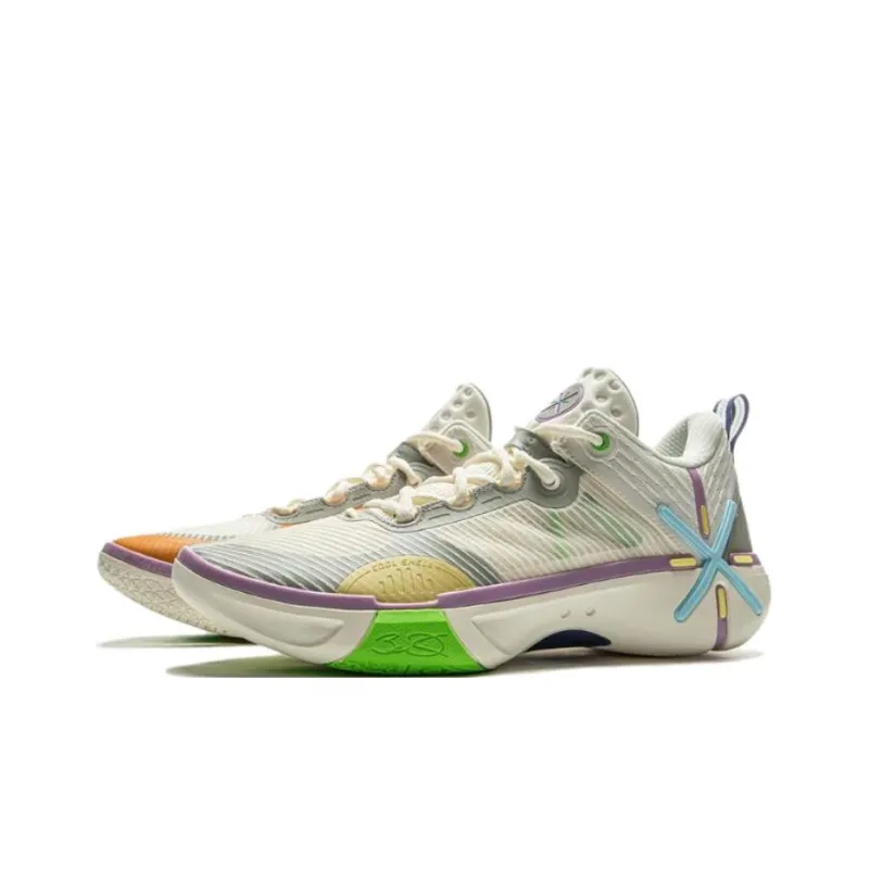 LiNing Anti Slip Wear Resistant Low Top Basketball Shoes Men's Beige-2