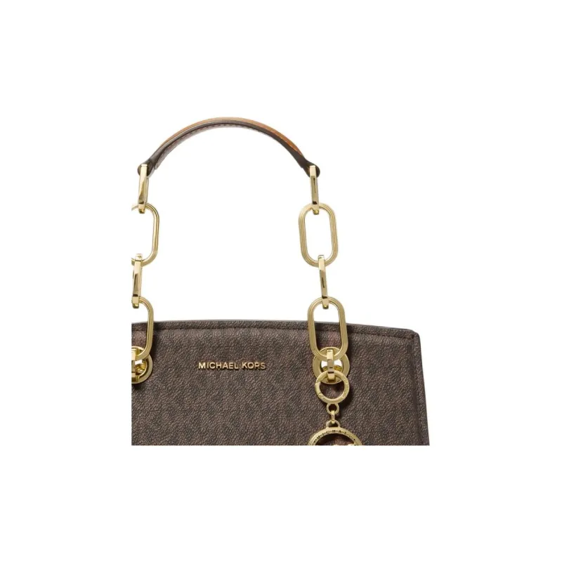 MICHAEL KORS Cynthia Artificial Leather Shoulder Bag Crossbody Bag Handbag Small Size Women's Dark Brown & Acorn Brown-2