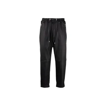 BALMAIN Drop crotch Leather Trousers