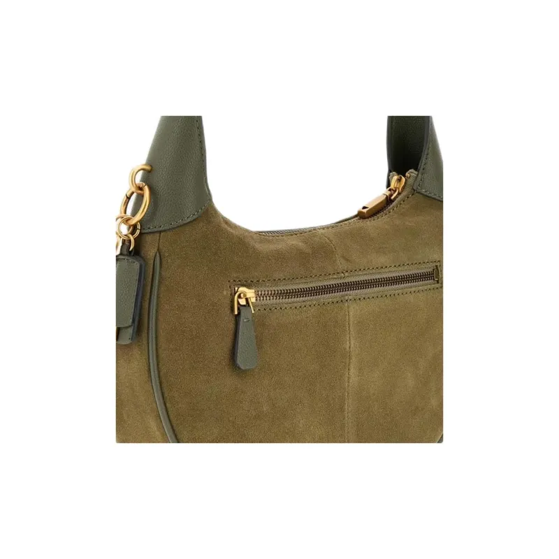 GUESS Suede Handbag Shoulder Bag Women's Green-4
