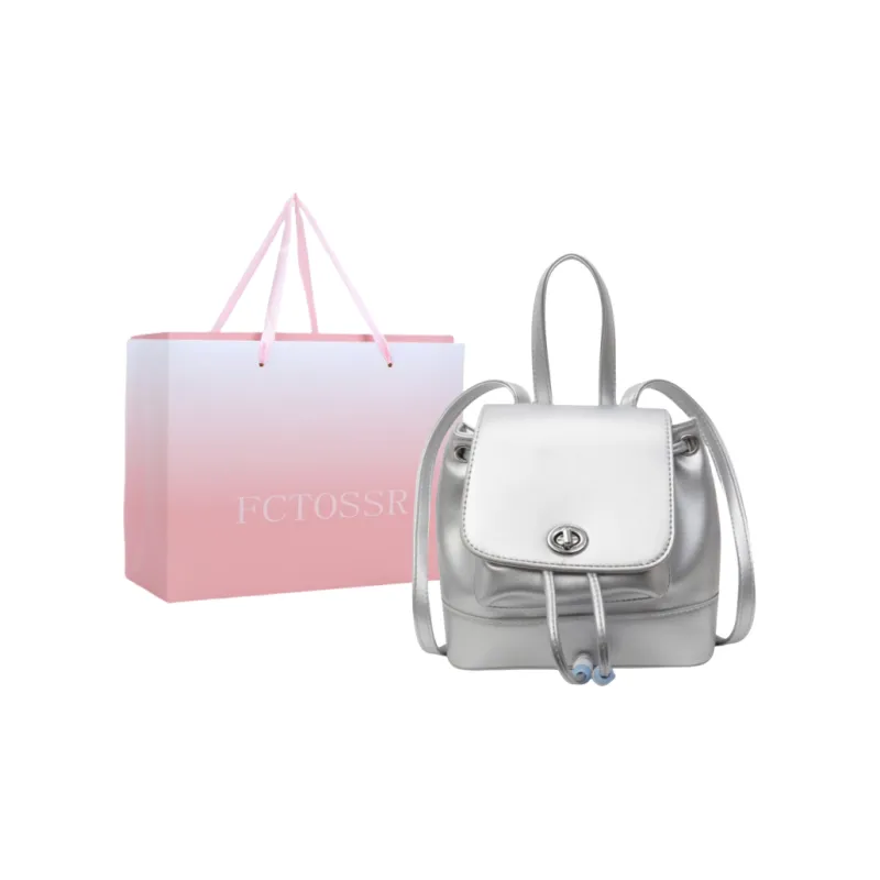 FCTOSSR PU Backpack Women's Ecru/Silver/Blue-4
