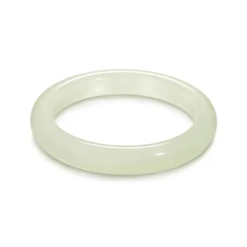 Artisan Lock Heart Jade Bangles Pale Greenish White Jade Women's