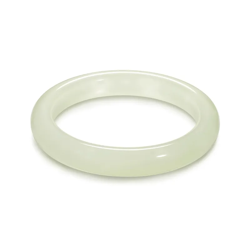 Artisan Lock Heart Jade Bangles Pale Greenish White Jade Women's-0