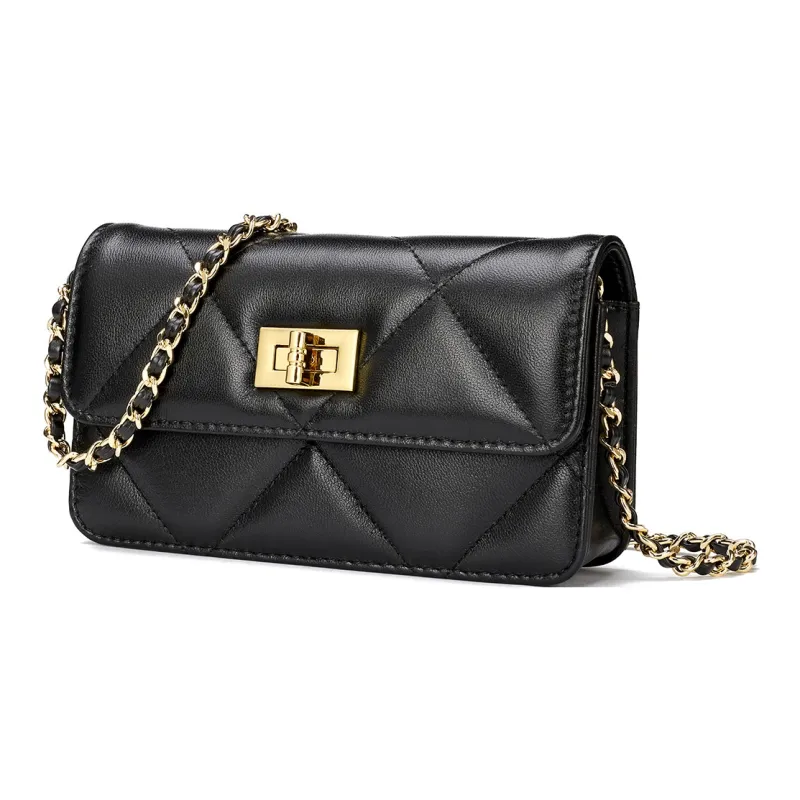 ROBERTA DI CAMERINO Sheepskin Shoulder Bag Women's Black/Pink-1