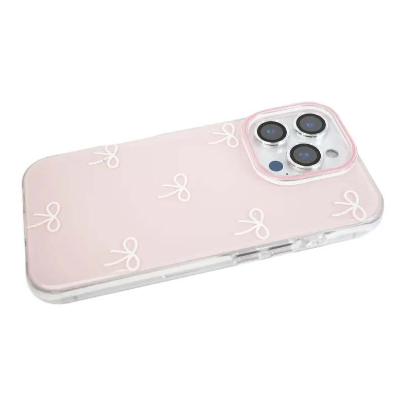 Wei Xin Acrylic Material Double Layer Line Bowknot Phone Cases Compatible With IPhone 16/15 Pro Max/Apple 13/14 Pro/Max-3