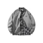 Gray Coat+Black Plaid Shirt