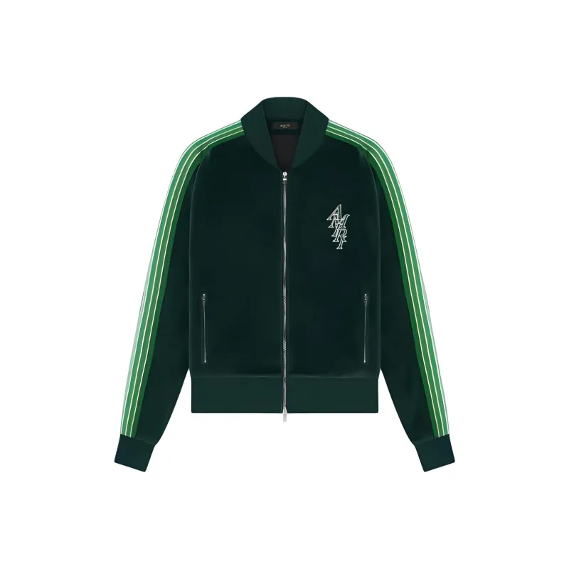 AMIRI Amiri Stack Velour Track Jacket Jackets Coats Men's Green-0