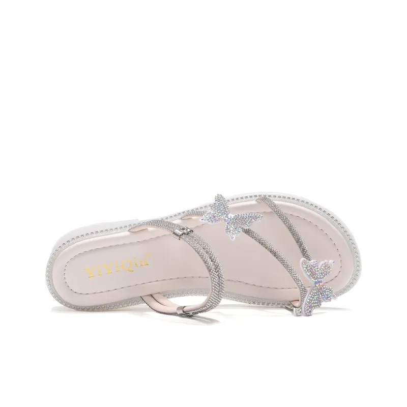 Take The Qin Rubber Sole Slip Resistant Slide Slippers Women's Beige Gift Box Set-5