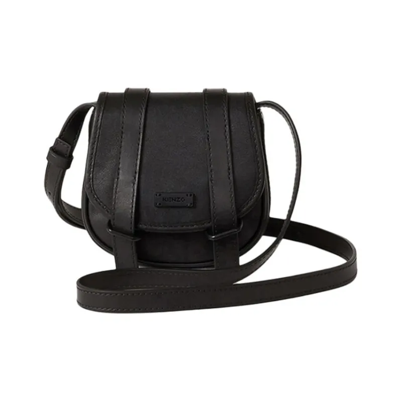 KENZO Cow Leather Messenger Bag, Shoulder Bag, Crossbody Bag Mini Unisex Black-0