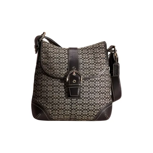 COACH Soho Iconic Jacquard Suitcase, Portable Crossbody Bag, Shoulder Bag Regular Women's Gray & Black