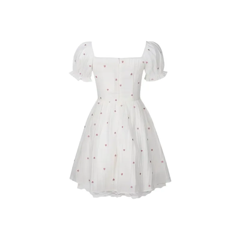 IQC Short Sleeved Dress Women's Little Pink Heart-1