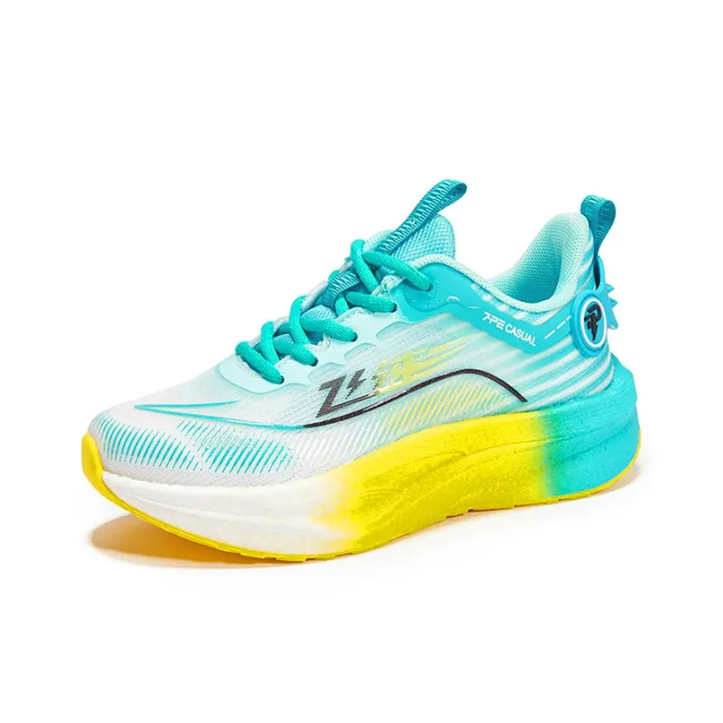 7 PE Running Shoes Unisex Low Top Light Sea Blue/Orange Red-8