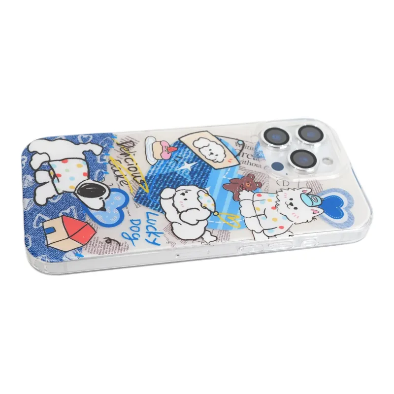 Wei Xin Acrylic Material Denim Heart Puppy Phone Cases Compatible With IPhone 16/15 Pro Max/Apple 13/14 Pro/Max-3