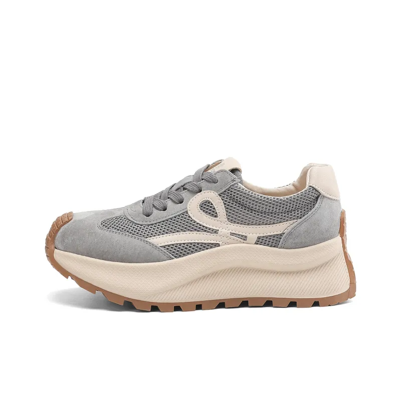 BOERDIQI German Army Trainers Breathable Lightweight Height Increasing Low Top Casual Shoes Women's-7