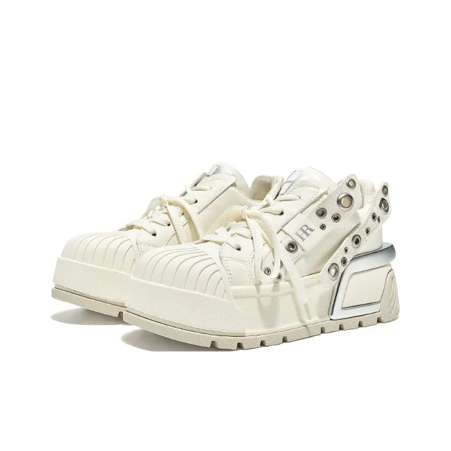 HR Mid Top Skateboard Shoes Women's White-2