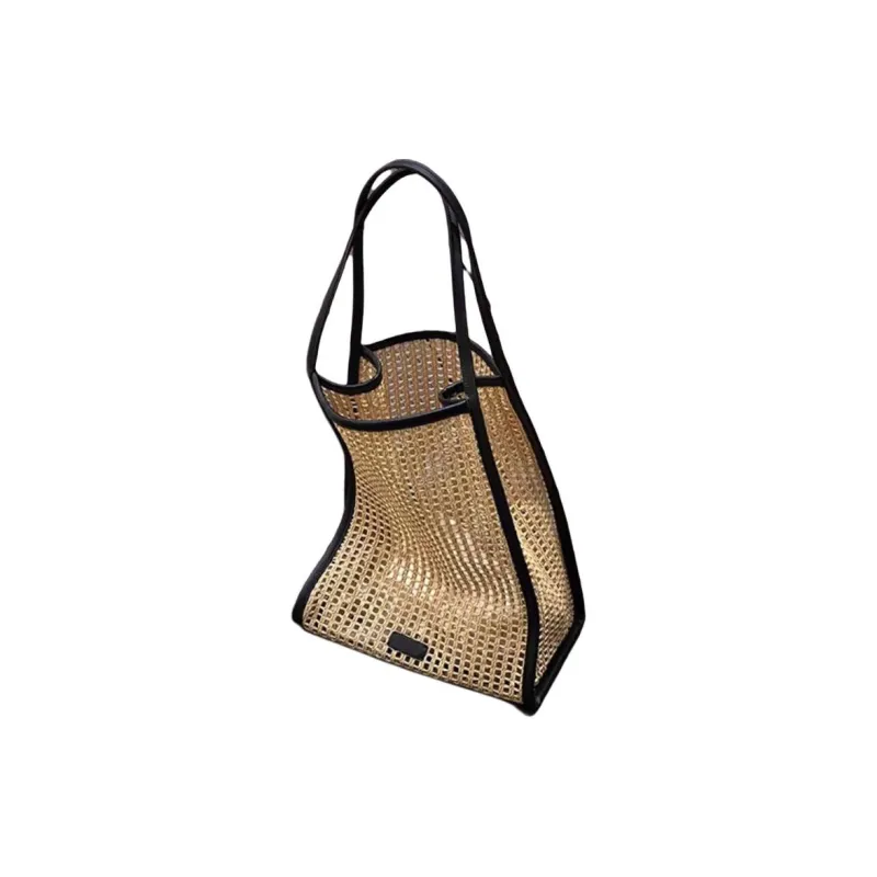 ZARA Raffia Tote Bag, Shopping Bag, Shoulder Bag Medium Size Women's Khaki-8