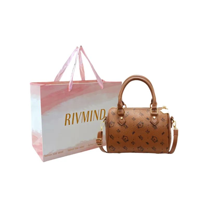 RIVMIND PU Handbag Women's White/Pink/Black/Coffee-12