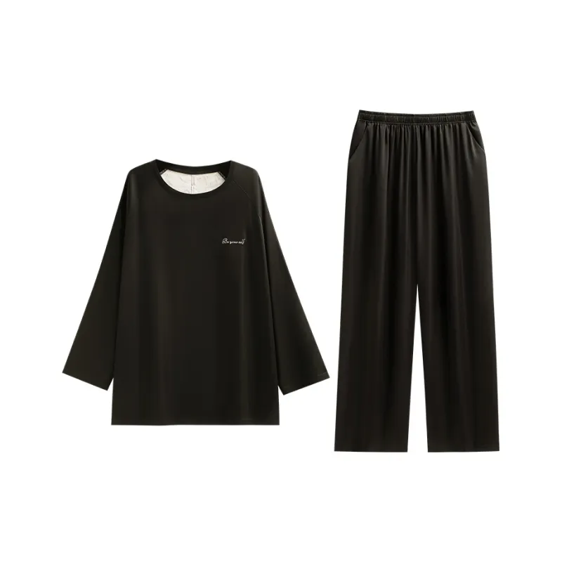 Yue Nei Pajama Set Women's Elegant Black-0