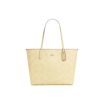 COACH City Coated Canvas Tote Bag, Shopping Bag, Handbag, Shoulder Bag Large Size Women's Dry Grass