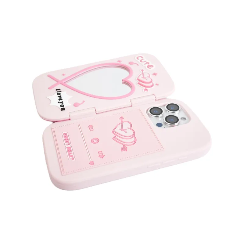 Wei Xin Silicone Material Flap Bowknot Strawberry Phone Cases Compatible With IPhone 16/15 Pro Max/Apple 13/14 Pro/Max-3