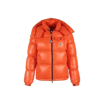 Moncler Down Jacket Men's Orange Tri-Color Stripes