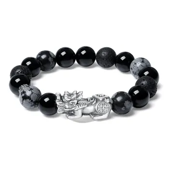 Seven Seven Silver Jewelry Obsidian Bracelets Unisex