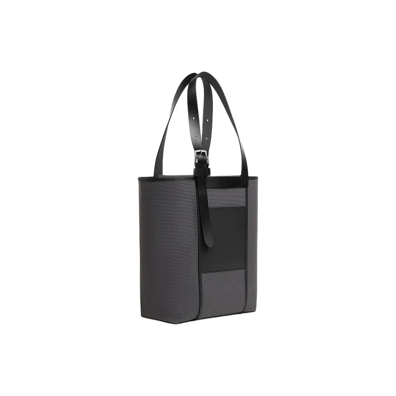 HERMES Etriviere Pocket Goeland Canvas With Hunter Leather And Swift Calfskin One Shoulder Handbag Men's Gray & Black-1