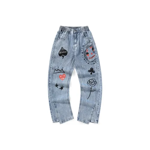 GENANX Straight Jeans Unisex Denim Blue