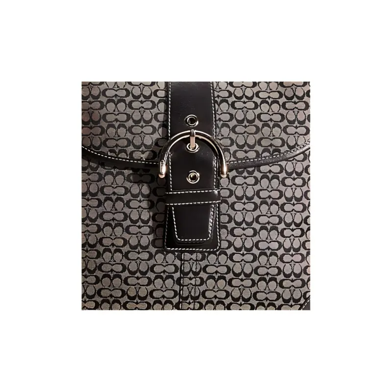 COACH Soho Iconic Jacquard Suitcase, Portable Crossbody Bag, Shoulder Bag Regular Women's Gray & Black-1