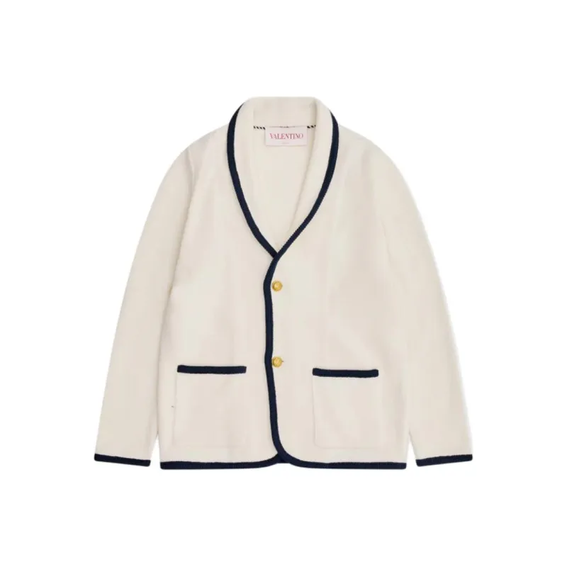Valentino Single Breasted Straigth Hem Cardigan-0