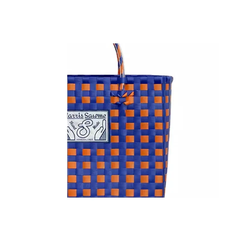 Harris Salome Polypropylene PP Tote Bag Shopping Bag Shoulder Bag Handbag Medium Size Women's Orange Blue-1