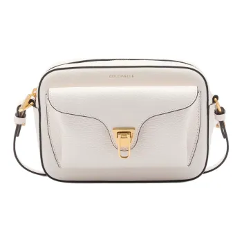 COCCINELLE Beat Grain Leather Camera Bag, Crossbody Bag, Shoulder Bag Small Size Women's White