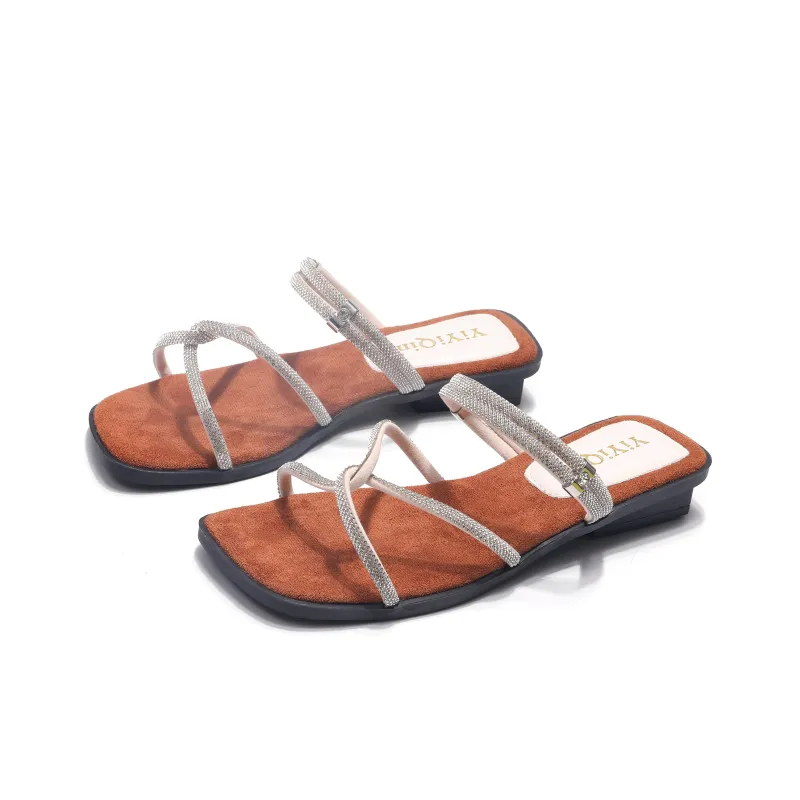 Take The Qin Rubber Sole Abrasion Resistant Slip Resistant Slide Slippers Women's Beige Gift Box Set-1