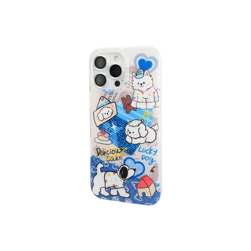 Wei Xin Acrylic Material Denim Heart Puppy Phone Cases Compatible With IPhone 16/15 Pro Max/Apple 13/14 Pro/Max-2
