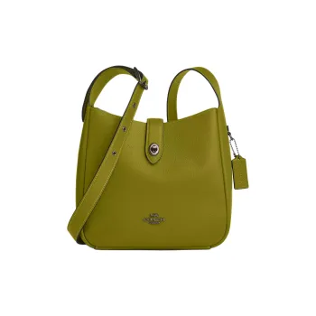 COACH Hadley Leather Shoulder Bag Medium Size Women's Bright Olive Green