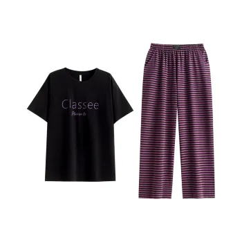 Yue Nei Pajama Set Women's Casual Black