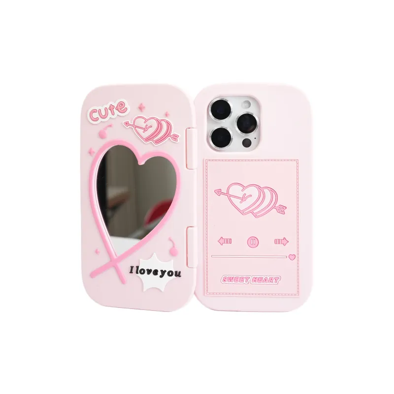 Wei Xin Silicone Material Flap Bowknot Strawberry Phone Cases Compatible With IPhone 16/15 Pro Max/Apple 13/14 Pro/Max-2