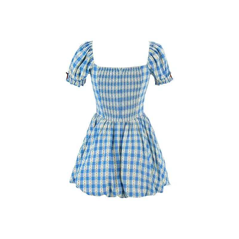 KYKW Short Sleeved Dress Women's Blue-1