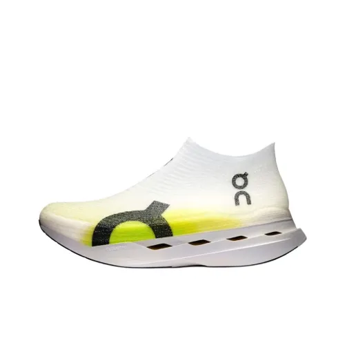 On Cloudboom Strike Anti Slip Wear Resistant Mid Top Casual Running Shoes Unisex White Yellow