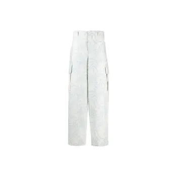 Jacquemus Cargo Pants Men Blue With White Lettering