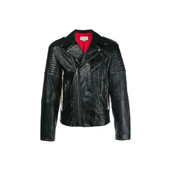 GUCCI Leather Jackets Men Black