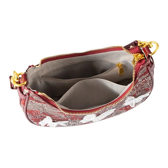 Vigno Synthetic Leather One Shoulder Crescent Bag Regular Women's Red/Ecru-6