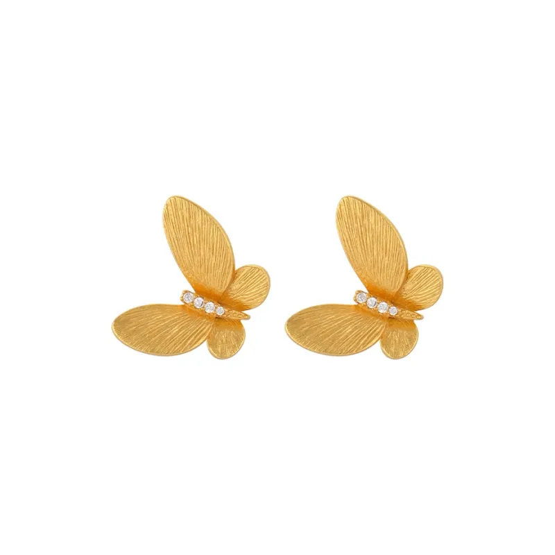 YPYN S925 Silver Stud Earrings Women's Gold-0
