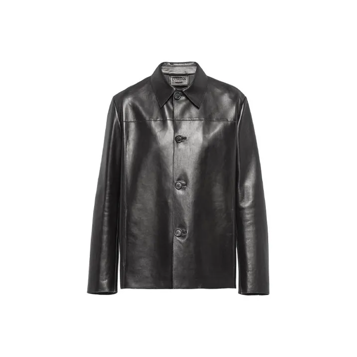 PRADA Leather Jacket Men's Black-0