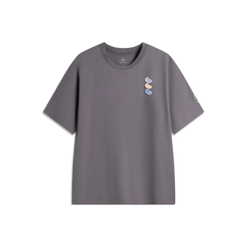 LiNing Basketball Collection T Shirt Men's Carbon Gray Purple-0