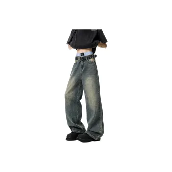 KEIRANDUN Jeans Unisex Vintage Blue