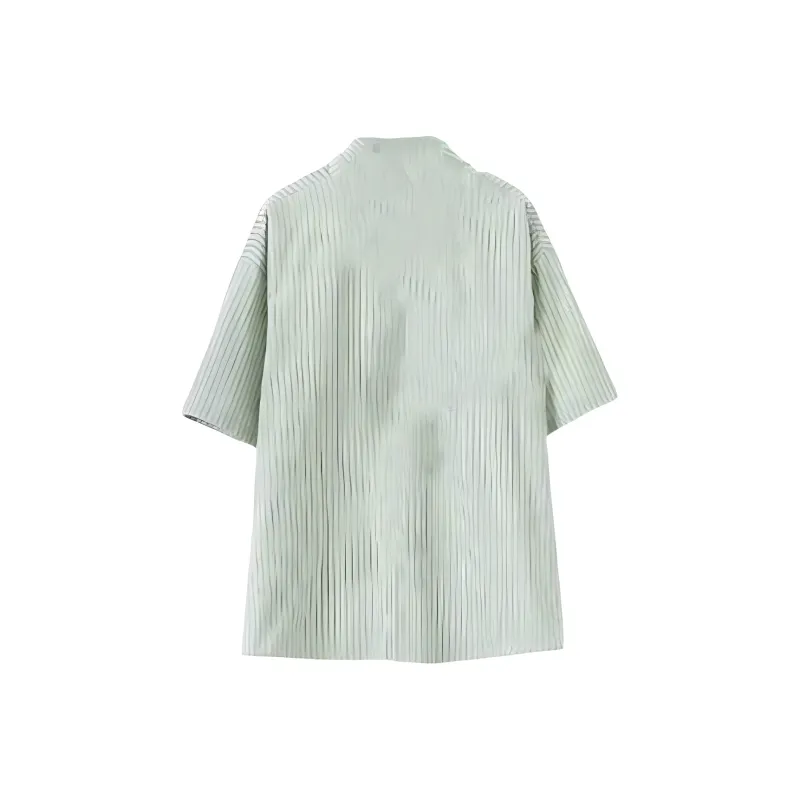 KKX Shirt Women's Green Stripes[Shirt+Tie]-1